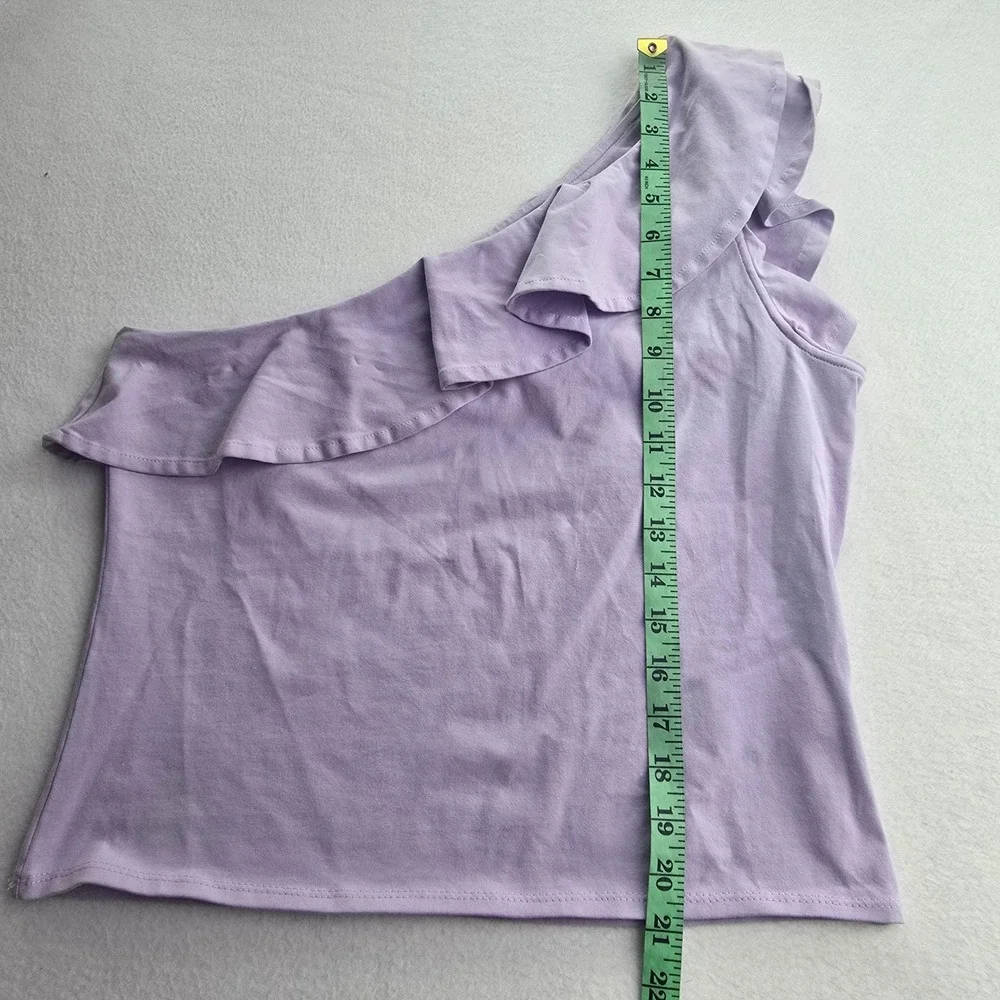 Maeve Anthropologie -1635 NWT Lavender Ruffle One Shoulder Top Lavander Large
